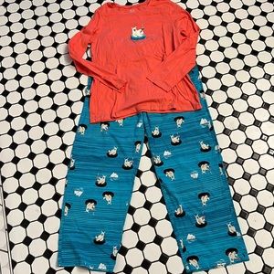 HUE Coral Long-Sleeve Top with Blue Polar Bear Print Pajama Set